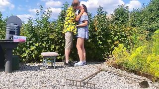 Rough outdoor fuck in the garden while picking berries