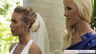 Sexy golden-haired bride Nicole Aniston fucking