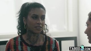 Bi-sexual ebony MILF biology tutor Ravyn Alexa lured into taboo threesome fuck