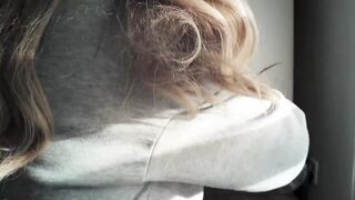 A morning oral sex-job from my wife. Her large breasts are charming. Cum on the boobs