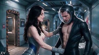 Starship Blue-Eyed Beauty Railed by Pilot & Grey-Bearded Captain Until Warriors Storm the shower [AI]
