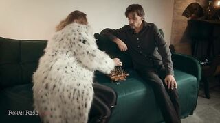 Fur Coat Female-dominant Owns Loser’s Giant Weenie After Chess – Greedy Handjob, Amazon Ride & Cum Swallowing
