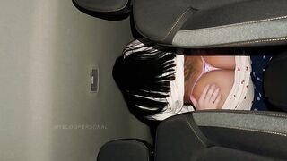 Unfaithful girlfriend sneaks out of her house at midnight to have sex in her lover's car