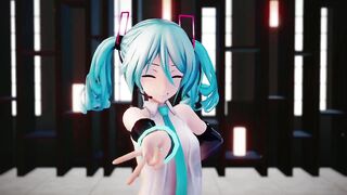 hatsune miku dancing and singing while undressing