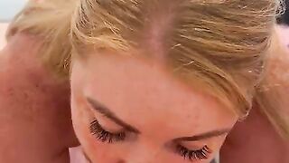 Oral sex, screwing vagina and bazookas, cum in her pussy