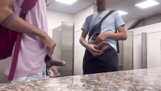 cruising with a curious straight guy in the university bathroom