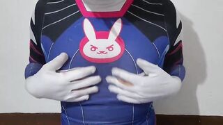 Feminized Big Bazookas Trans in Dva Cosplay Extraordinary Lactation and Growing her Puffy Nipps with Vacuum Milking Machine