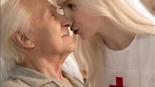 YOUNG WHITE-HAIRED NURSE OFFERS ANAL AND VAGINAL SEX TO HER ELDERLY PATIENT SO SHE CAN FEEL BETTER (AI-GENERATED EPISODE)