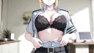 Officer Inspects Oversized Evidence.Evelyn Chevalier Anime Cosplay