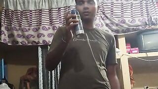 Solo hunk use gifted perfume for warming his tiny ramrod - feeling hawt