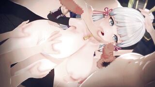 【Genshin Impact Kamisato Ayaka】group-sex 3D Hentai Animation.(Fingering,handjob,blow job-job,sex)