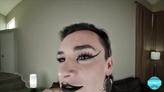 GROOBYVR Tattooed Trans Angel with Spiderweb Chest Ink in Intense VR Daybed Scene