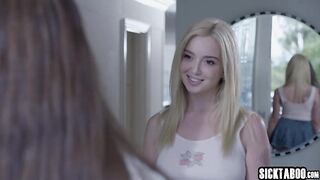 Lexi Lore and tiny teen sucked big hard schlong and enjoyed rough fucking with teens kinky stepfather