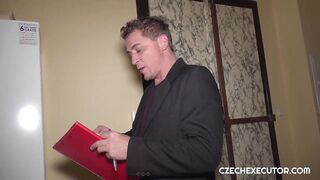 Hot, escort lady with golden-haired hair was wearing red lingerie and satin robe when her client came