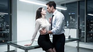 The excited employee won't let her boss go home so she can ride his shlong - AI-generated content