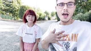 I meet a redhead college cutie and take her back to my place for some intense sex