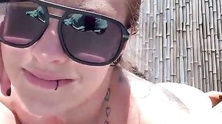 Bare Butt Shaking Outside and Double Vaginal Penetration MILF housewife tattoos piercings toys dildo sex-toy barefoot all natural no makeup