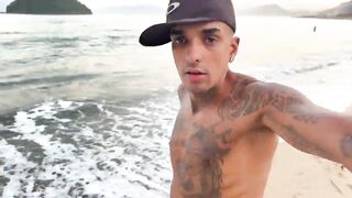 Skinny man with a big penis fucked a hot honey on the beach and came on her face. (Adam and Eve).