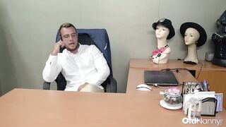 OldNanny - Glasses-Wearing MILF In Stockings Gets Pounded Hard On Office Desk