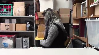 Busted Step daughter Sucks Off Stepdad In Back Office (Natural titties)