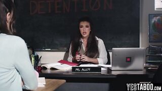 Curvy pervert MILF teacher makes her students fuck in front of her