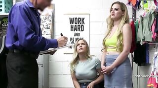 Store Guard Collects Fellatio Payment From Busty Shoplifters