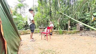 The cutie from the campsite was down to give a blowjob-sex and ride it hard.