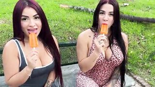 We bought 'em ice cream, but these two hawt girls wanted big rods to spend the afternoon with - Aaroon Mush