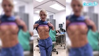 Nurse Gets Excited, Shows Titties & Fingers Wet Twat Live at Work