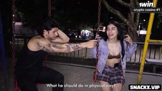 She Was Shy But Curious - Playground Interview Turns Into All-Night Anal