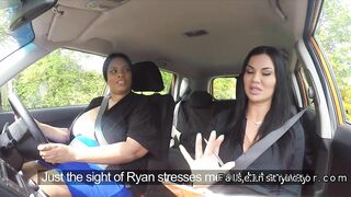 Lesbian examiner toys giant ebony student