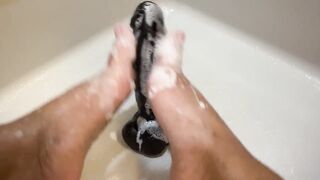 Giving my dildo a footjob