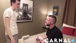 Concupiscent twink Myott Hunter takes beefy Brian Bonds cock raw