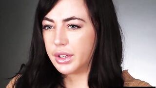 Bushy pussy masturbation with a sex-toy vibrator until orgasm after an interview