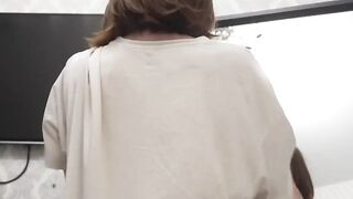 In front of the mirror: deep throat plug, which makes her even greater amount lascivious