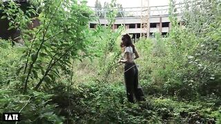 urbex date turns into sneaky public sex with hot brunette