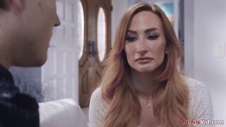Big bazookas milf Sophia Locke just got widowed and then here she's sucking and deepthroating her neighbors stepsons big knob and getting creampied.