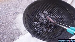 My girlfriend eats my sausage after July 4th barbeque!