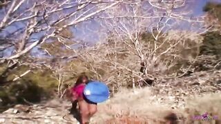 Man smashing big round milfs in a 3-some