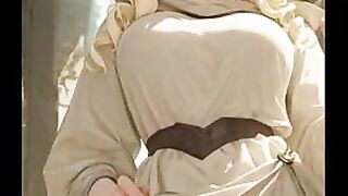 Hirsute Golden-haired Hentai Elf in Hooded Robe Takes Big Knob Outside. Ai.