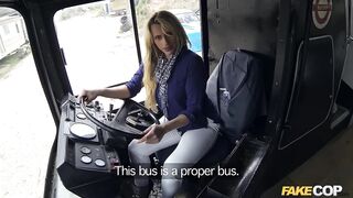 Policeman has Anal Sex with Hawt Golden-haired Female Bus Driver on the top deck - Fake Cop