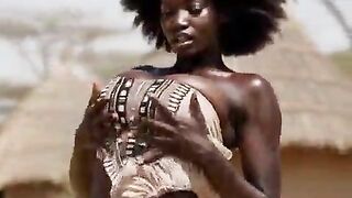 Black ebony lascivious lovely young african sexy nigerian teen raw sex banged by an old elderly man in public farm village to pay her debt [AI Generated]