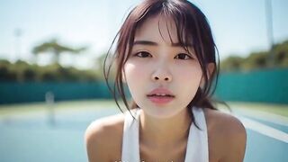 Fucking A Sexy Asian Tennis Trainer Fantasy (Tiny Asian, Blow job enjoyment, Anal, Consummate Body, Outdoors) -AI Generated