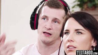 Gamer stepson puts down his controller to pound his slutty MILF step mama