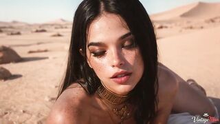 Ancient female-taskmaster with ideal body in white linen and gold... grandpa treated her like his personal desert whore.[AI]