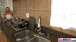 Fortunate stepbro gets to fuck his hot babysitter and teen stepsister