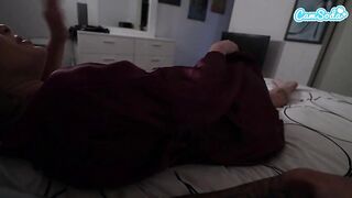 Sharing One Daybed with Big Breasts Stepmom Leads to Cum on Butt