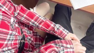 My 18 classmate suddenly hotty started jerking off my dong right in class.