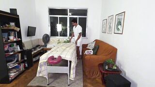 Massage for a MILF ends with her enjoying herself with a black man (COMPLETE IN RED)