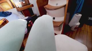 Trans Sailor with big jock did jizz flow in the Galley whilst sailing crossing Atlantic Ocean